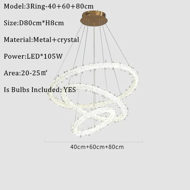 DecorBites™ K9 Crystal Round Chandelier: Modern LED Pendant Lamp for Home, Living Room, Bedroom, Lobby
