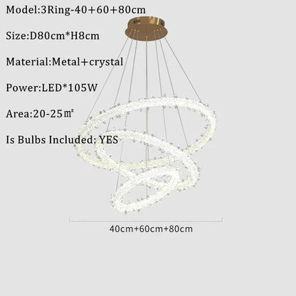 DecorBites™ K9 Crystal Round Chandelier: Modern LED Pendant Lamp for Home, Living Room, Bedroom, Lobby