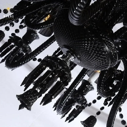 DecorBites™ Black Crystal Chandelier: Luxury Lighting for Villa Hotel, Living Room, Dining Room