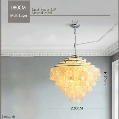 DecorBites™ Gold Chrome Metal Shell Chandelier for Restaurant Living Room Hotel Hall