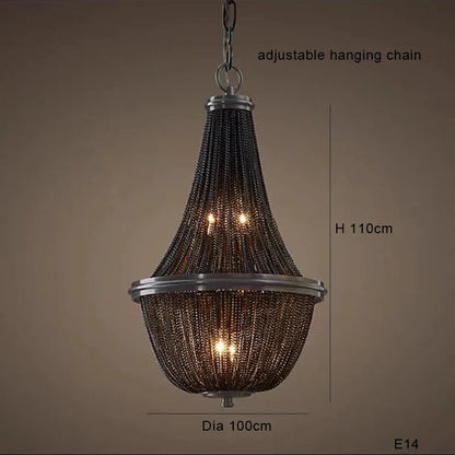 DecorBites™ Black Aluminum Chain Tassel Pendant Lights - Dimmable Classic Chandelier