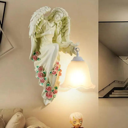 DecorBites™ Angel مصباح حائط داخلي LED من الراتنج الذهبي للديكور المنزلي