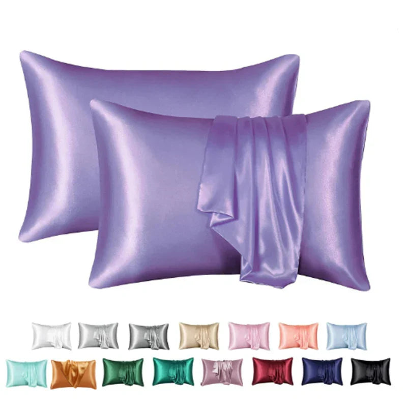 Decobites Silky Satin Pillowcase: Soft, Comfortable, High-End Solid King Queen Pillow Cover