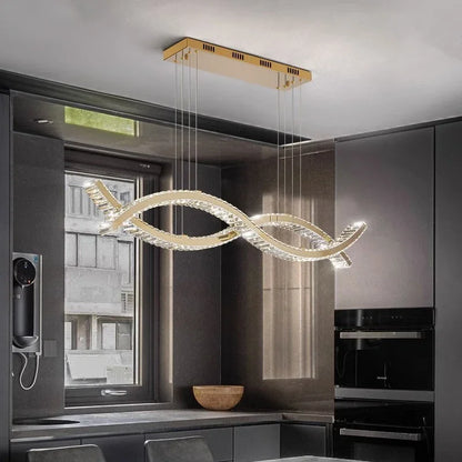 DecorBites™ Crystal Strip Chandelier: Modern Minimalist Ceiling Light for Artistic Indoor Lighting