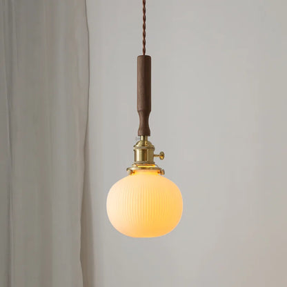 DecorBites™ Ceramic Walnut Copper LED Pendant Light Chandelier for Bedroom Living Room