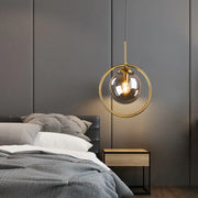 Decorbites™ Lámpara colgante de bola de vidrio del anillo dorado para cocina, comedor y mesita de noche