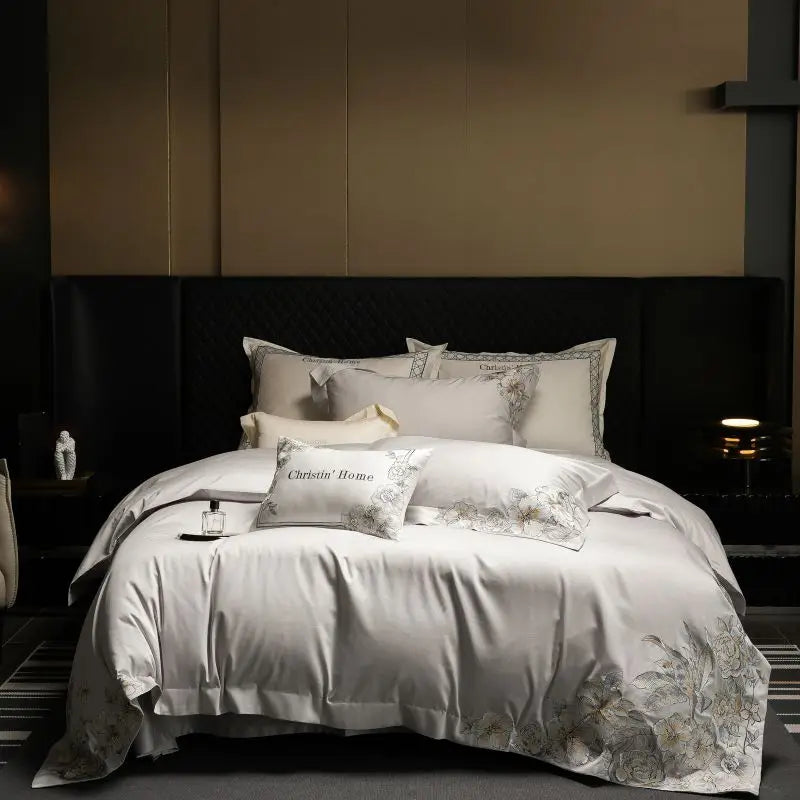 Embroidered Cotton Bedding Set 1000TC King Size