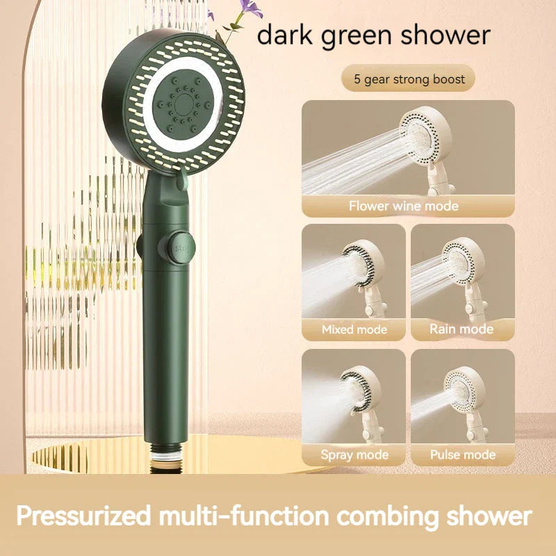 DecorBites™ Black Gas Rain Mist Shower Head for High Water Pressure and Polished Look