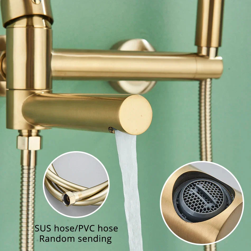 DecorBites™ Brass Wall Mounted Bathtub Shower Mixer Tap Set for Bathroom