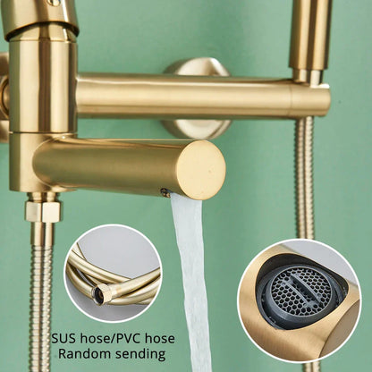 DecorBites™ Brass Wall Mounted Bathtub Shower Mixer Tap Set for Bathroom