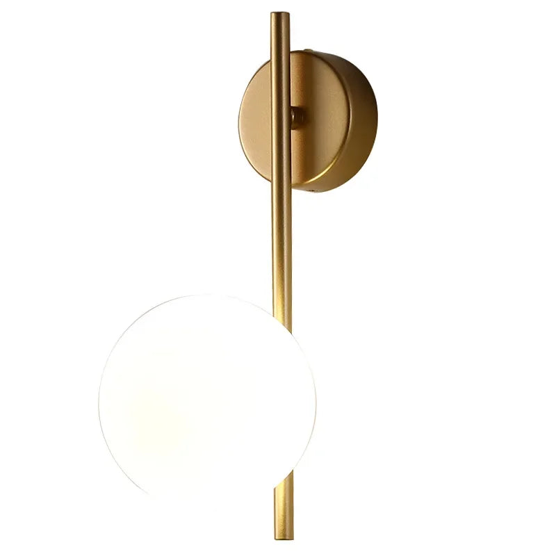 DecorBites™ Gold LED Glass Ball Wall Lamp: American Style Aisle Sconce for Bedroom, Study, and Corridor