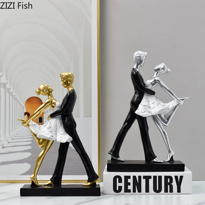 DecorBites™ Golden Tango Dancer Couple Sculpture Home Decor Figurines