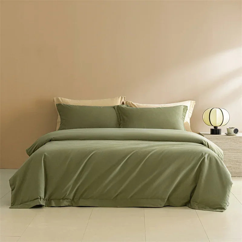 Decobites Solid Color 100% Cotton Bedding Set for Queen/King Size Beds