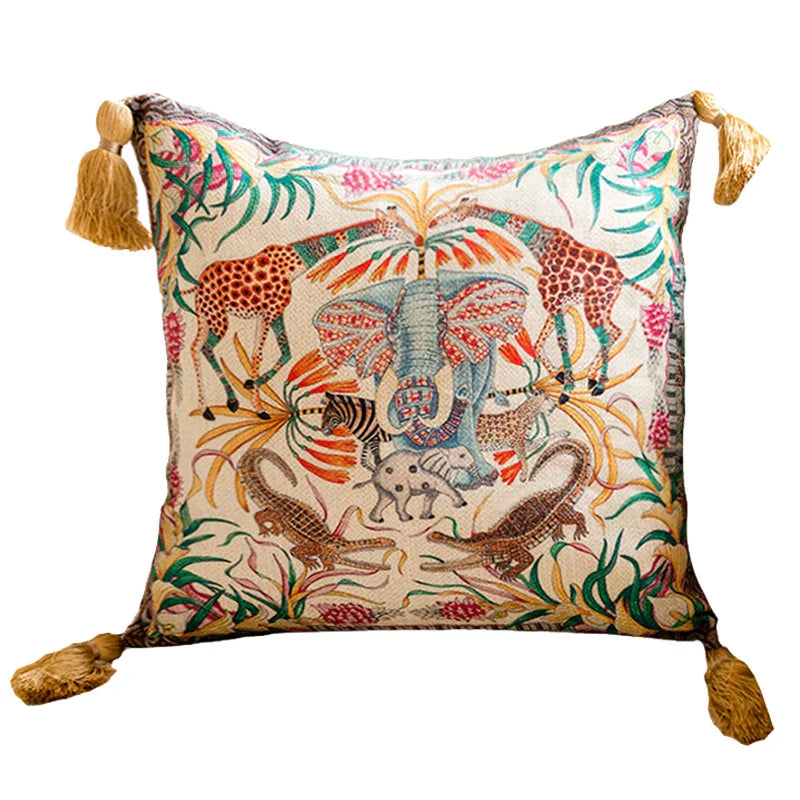 DecorBites™ Elephant Jungle Paradise Throw Pillow Cover