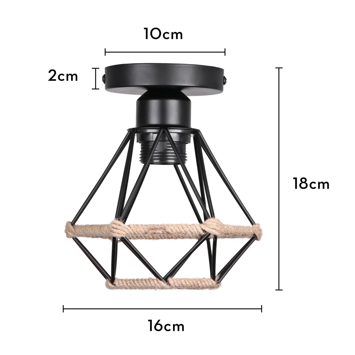 Decorbites™ Lámparas de techo de cuerda de cáñamo hechas a mano, lámpara de araña estilo vintage retro industrial