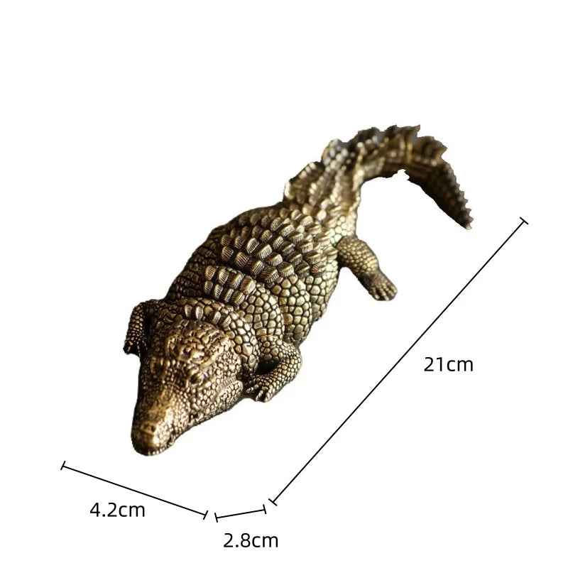 DecorBites™ Brass Crocodile Sculpture: Articular Mobility Home Decor Accessory