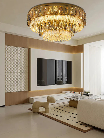 DecorBites™ Crystal Round Ceiling Chandelier for Modern Room Decor, Luxury Lamps - 2025 Lumens