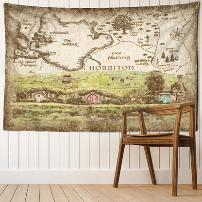 Decobites Mountain Forest Map Tapestry Wall Hanging - Boho Abstract Art for Home Decor