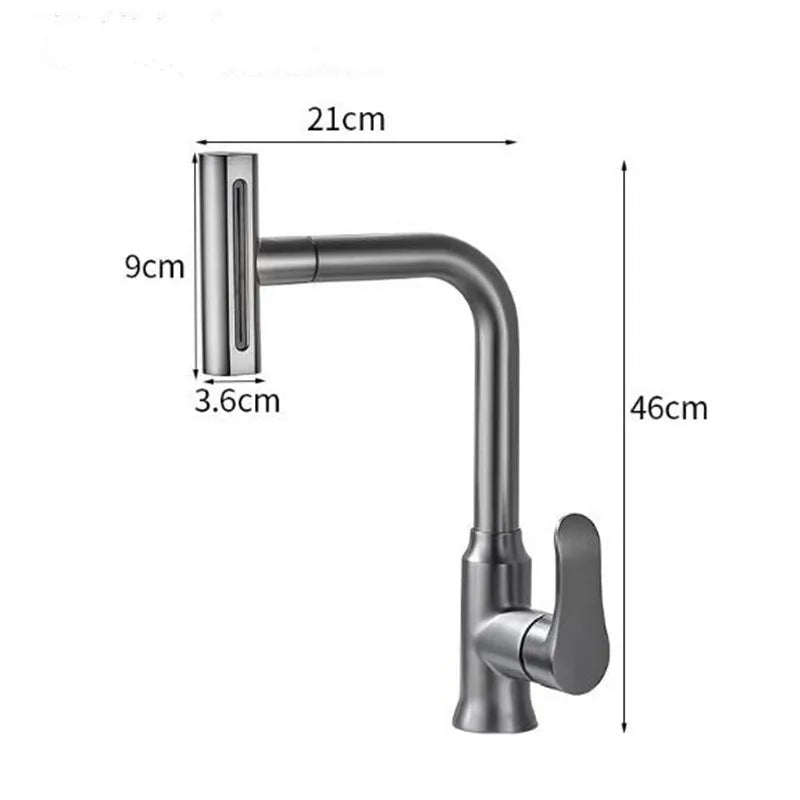 DecorBites™ Gray Waterfall Kitchen Faucet Swivel Pull Out Sink Tap Single Hole
