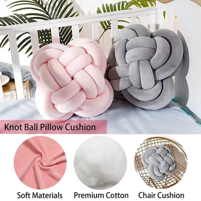 DecorBites™ Knot Pillow Ball Xmas Decorative Throw Pillow with Soft Plush
