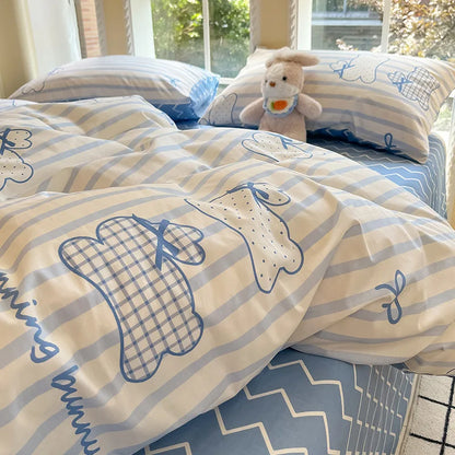 Juego de cama DecorBites™ de algodón con estampado de cuadrícula para camas individuales y dobles