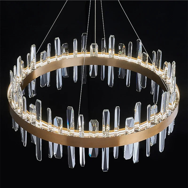 Gold Crystal Round Chandelier K9 Long DIA100cm