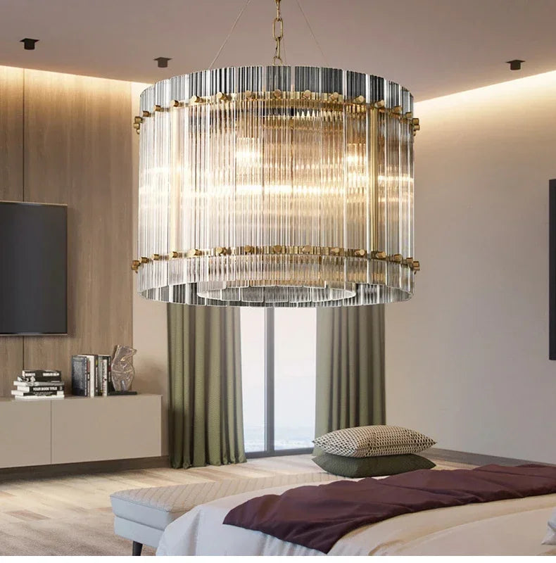 Decorbites™ Lámpara de Colgante de Cristal de Doble Capa Dorada para Elegancia en Cada Habitación
