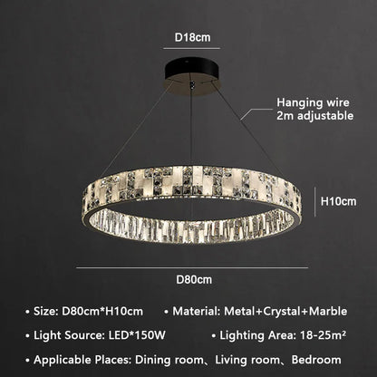 DecorBites™ Crystal Lustre Circle Chandelier LED Lights - Modern Luxury Minimalism décor