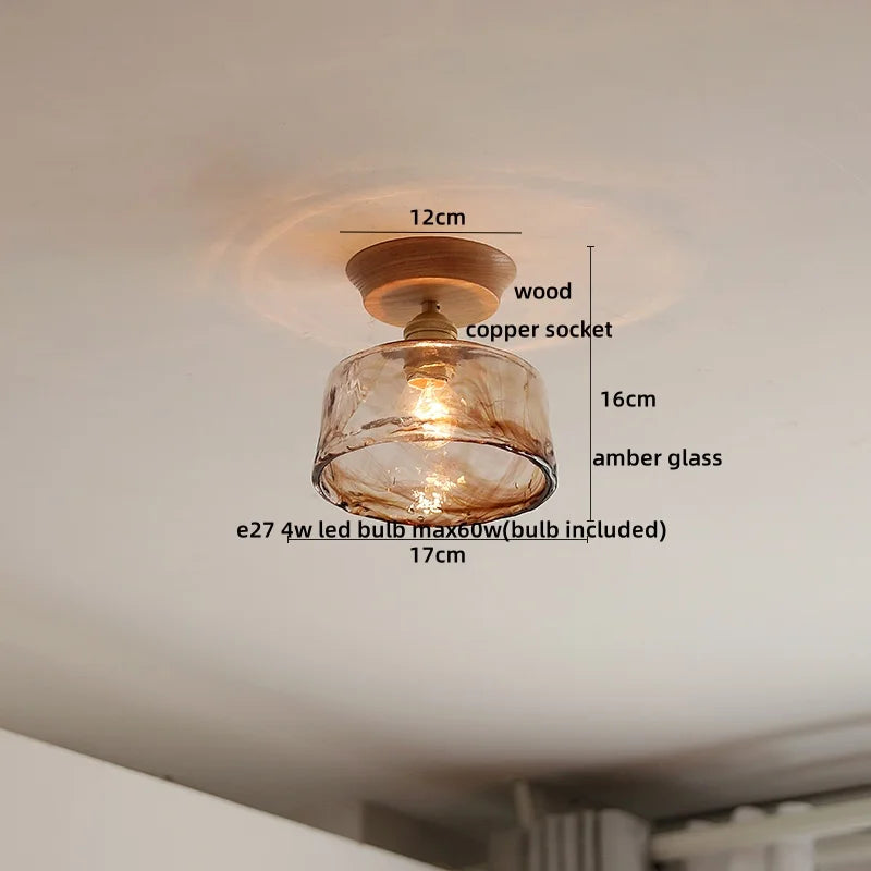 Lámpara de techo LED de vidrio y madera Decorbites™ moderna
