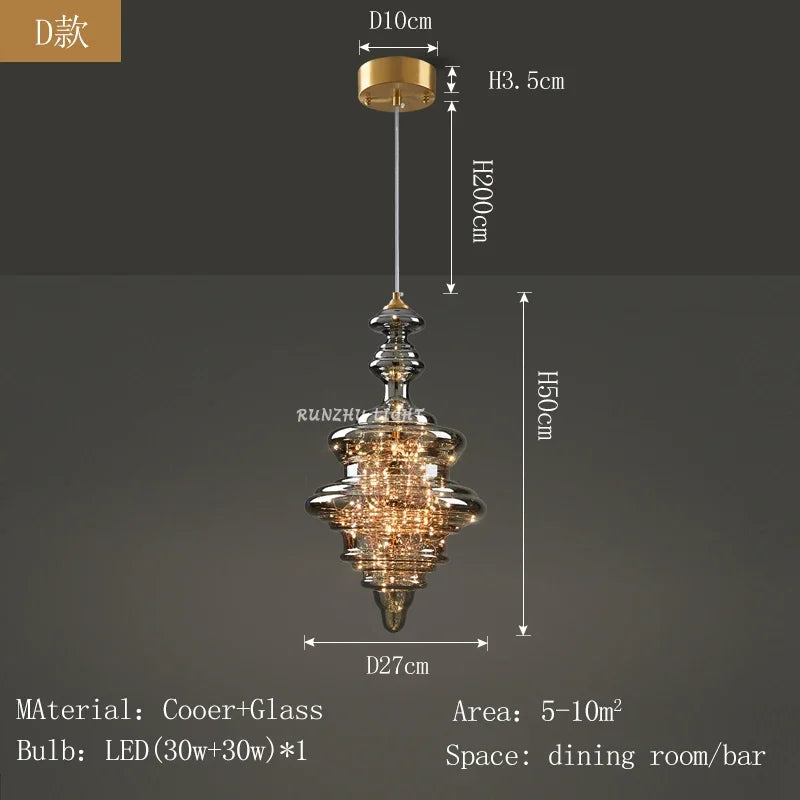DecorBites™ Antique Brass Glass Chandelier for Dining Room and Bar