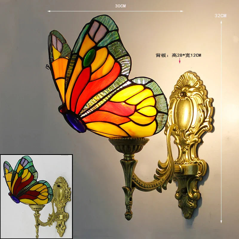 DecorBites™ Butterfly Stained Glass Wall Sconces for Home Living Room Bedroom Lighting
