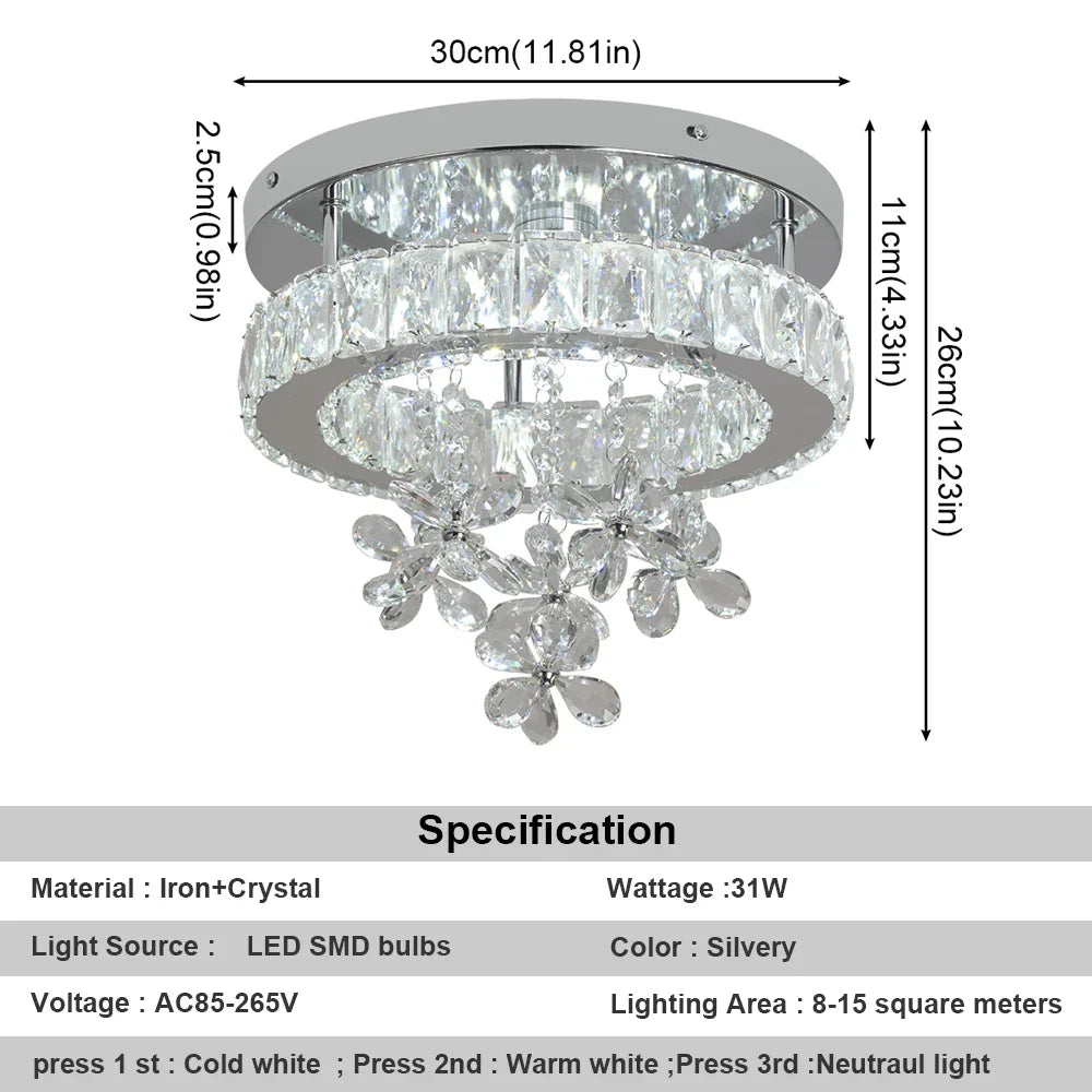 DecorBites™ Crystal LED Ceiling Chandelier for Luxury Living Room Decor