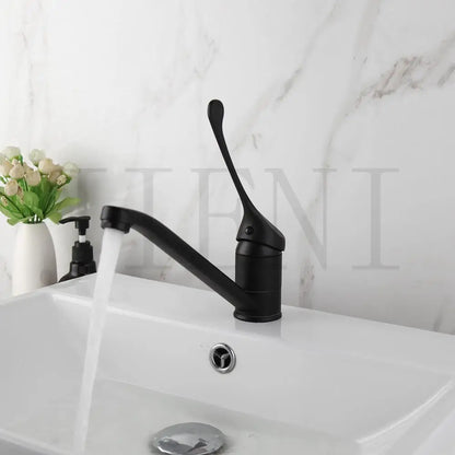 DecorBites™ Brass Long Handle Basin Faucet Mixer Tap Deck Mount Chrome Polished