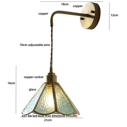 DecorBites™ مصباح حائط LED زجاجي أزرق مع سلسلة سحب ومفتاح إضاءة على شكل سلم تيفاني