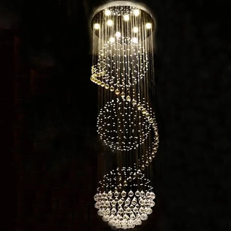 DecorBites™ Crystal LED Chandelier: Modern Spiral Fixture for Dining, Living Room, Bedroom, Staircase