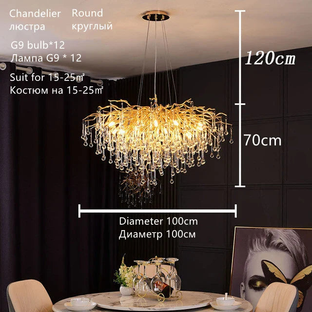 Lámpara de techo DecorBites™ Crystal Water Drop – Lámpara de techo de lujo para hoteles, restaurantes y villas