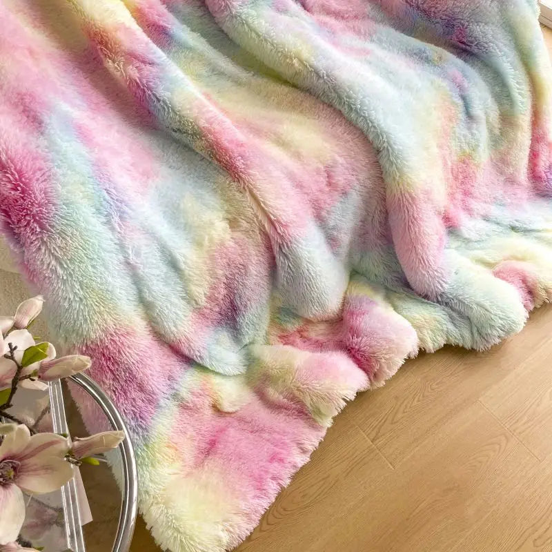 Decobites Shaggy Mink Berber Fleece Patchwork Blanket - Cozy Vintage Style for Winter Warmth