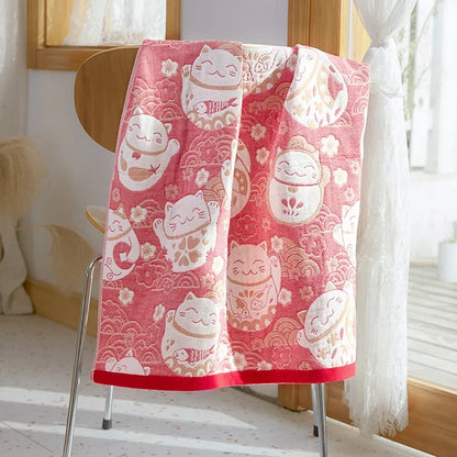 منشفة حمام ديكوربايتس™ من القطن والشاش - منشفة كرتونية كبيرة 70×140 سم