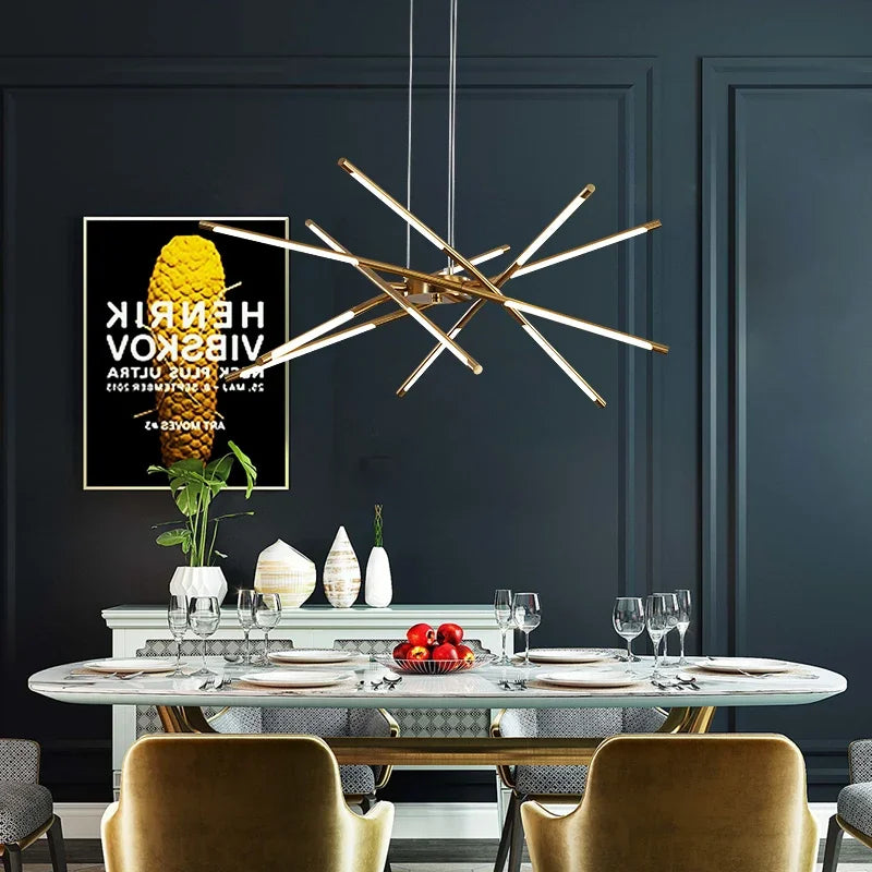 Decorbites™ Leinen-Deckenleuchter: Schwarzgoldenes Pendellampe für Zuhause, Büro oder Restaurant