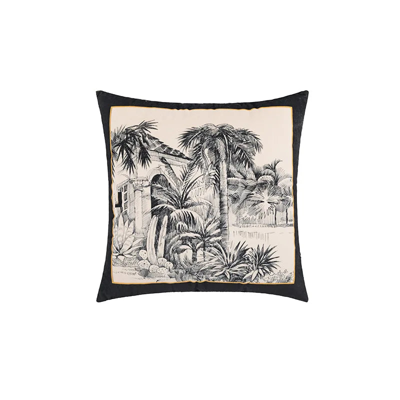 DecorBites™ Jungle Cartoon Print Velvet Cushion Cover - Hawaiian Decor for Sofa