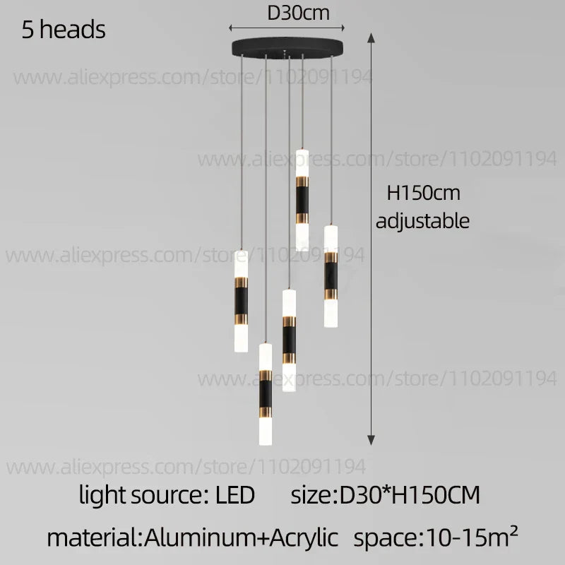 DecorBites™ LED Staircase Chandelier: Modern Duplex Home Lighting for Architectural Decoration