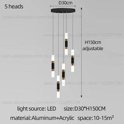 DecorBites™ LED Staircase Chandelier: Modern Duplex Home Lighting for Architectural Decoration