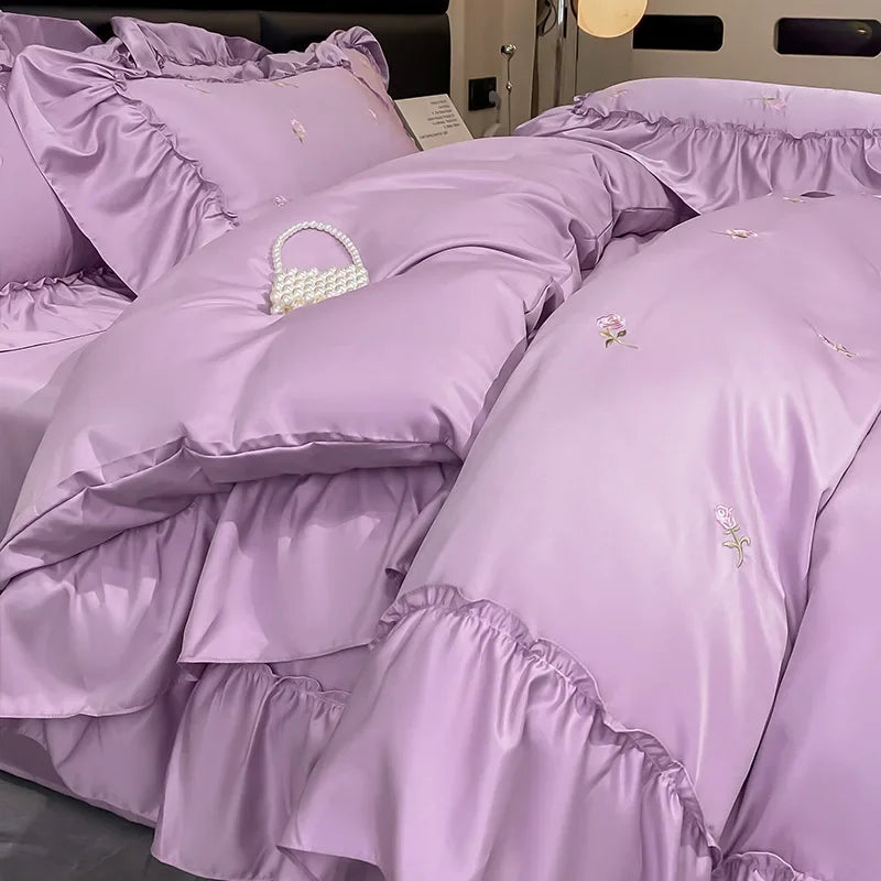 DecorBites™ Lace Embroidered Cooling Comforter Cover Set - Silky Cozy Bedding Sets