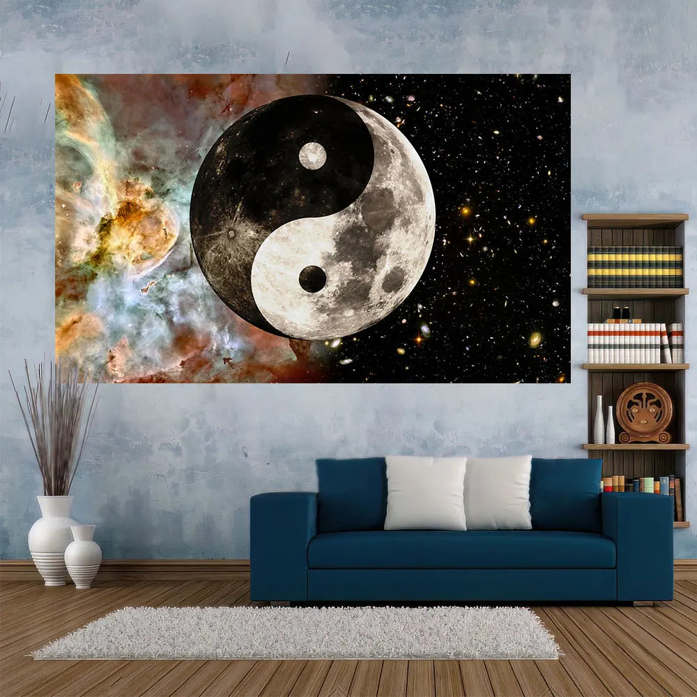 Decobites Cosmic Yin Yang Mandala Tapestry Wall Decor for Bedroom and Living Room