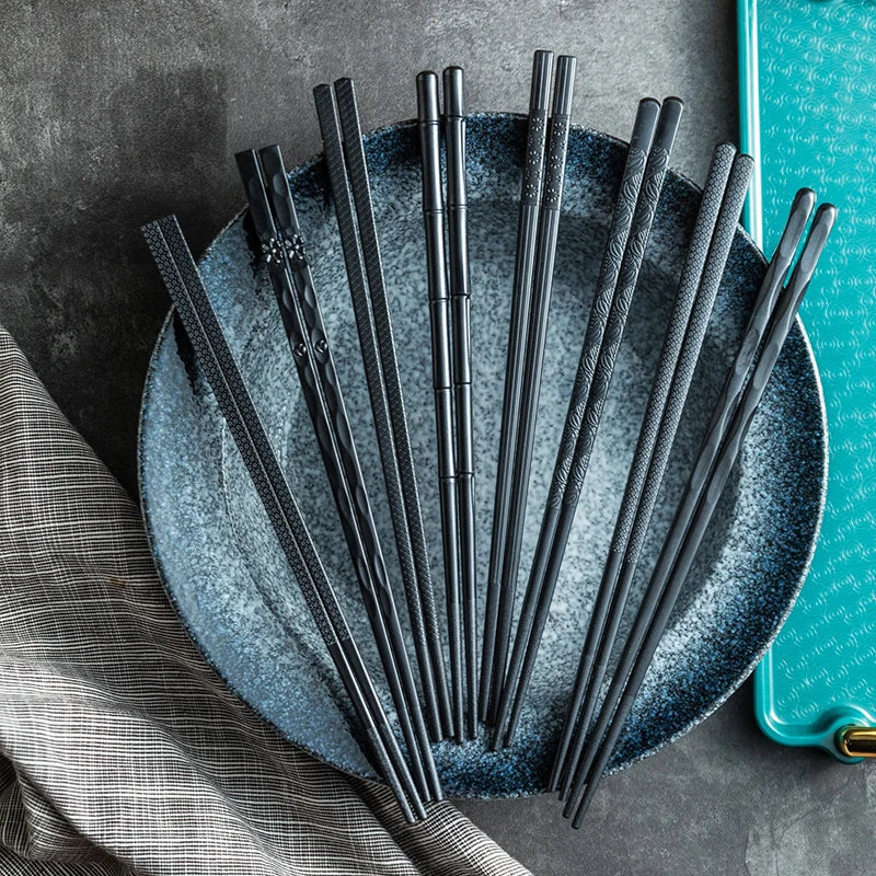 Black Alloy Chopsticks Set