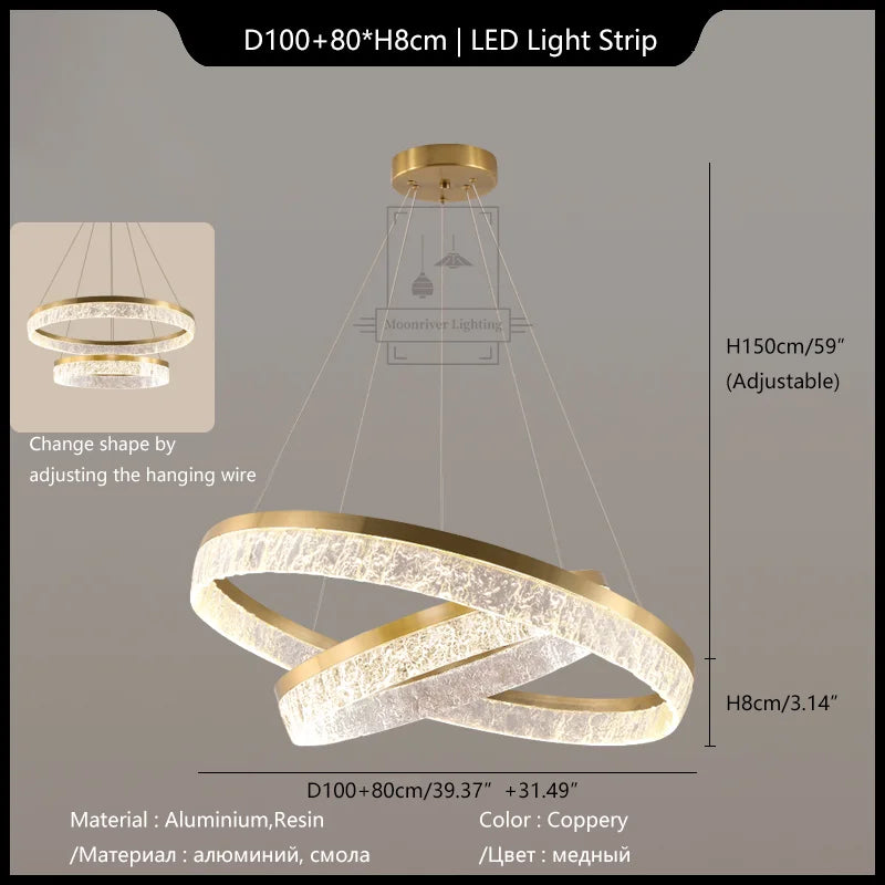 DecorBites™ Crystal Chandelier Circular Pendant Light for Modern French Style Dining-Table Decor