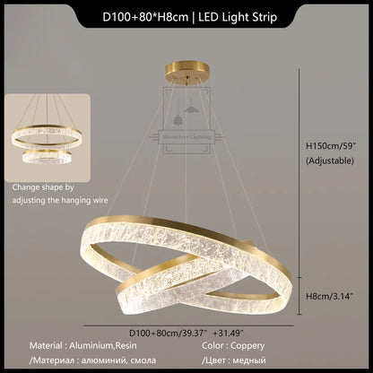 DecorBites™ Crystal Chandelier Circular Pendant Light for Modern French Style Dining-Table Decor