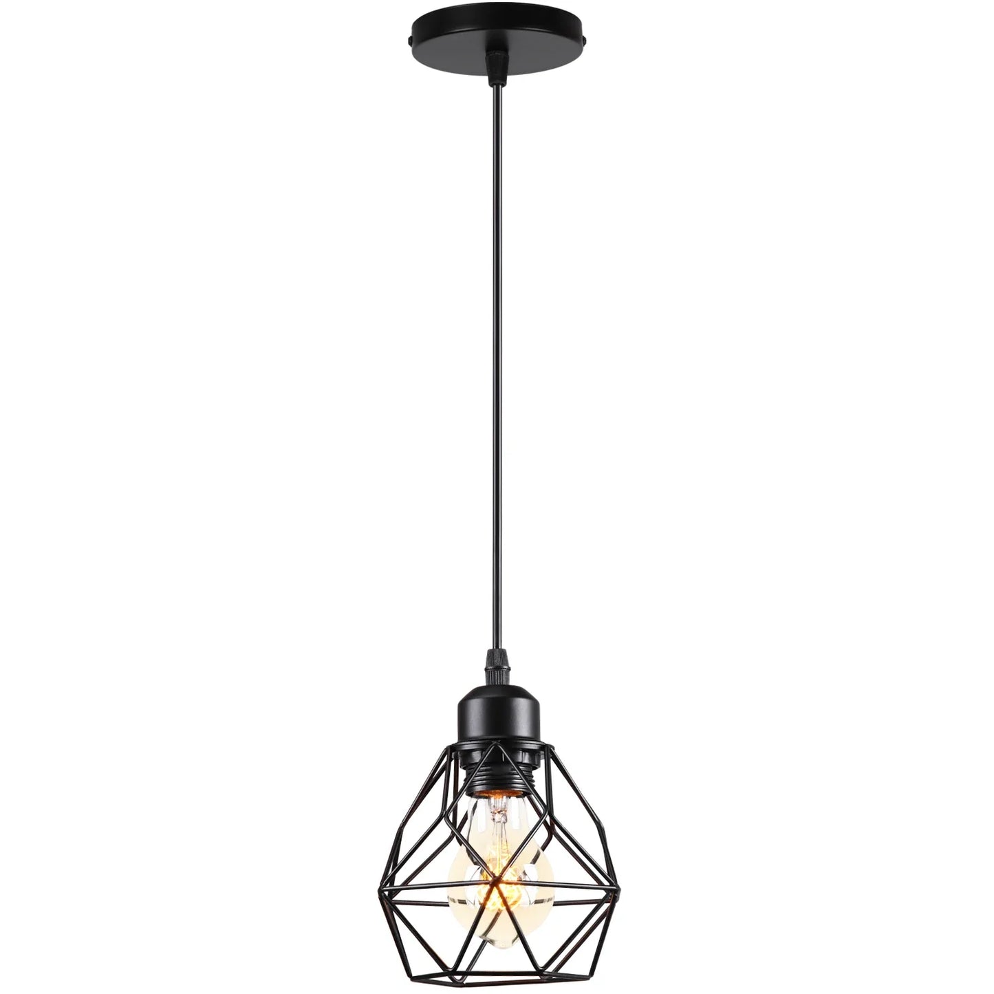 Vintage Black Metal Wire Cage Pendant Light