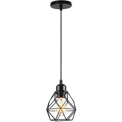 Vintage Black Metal Wire Cage Pendant Light