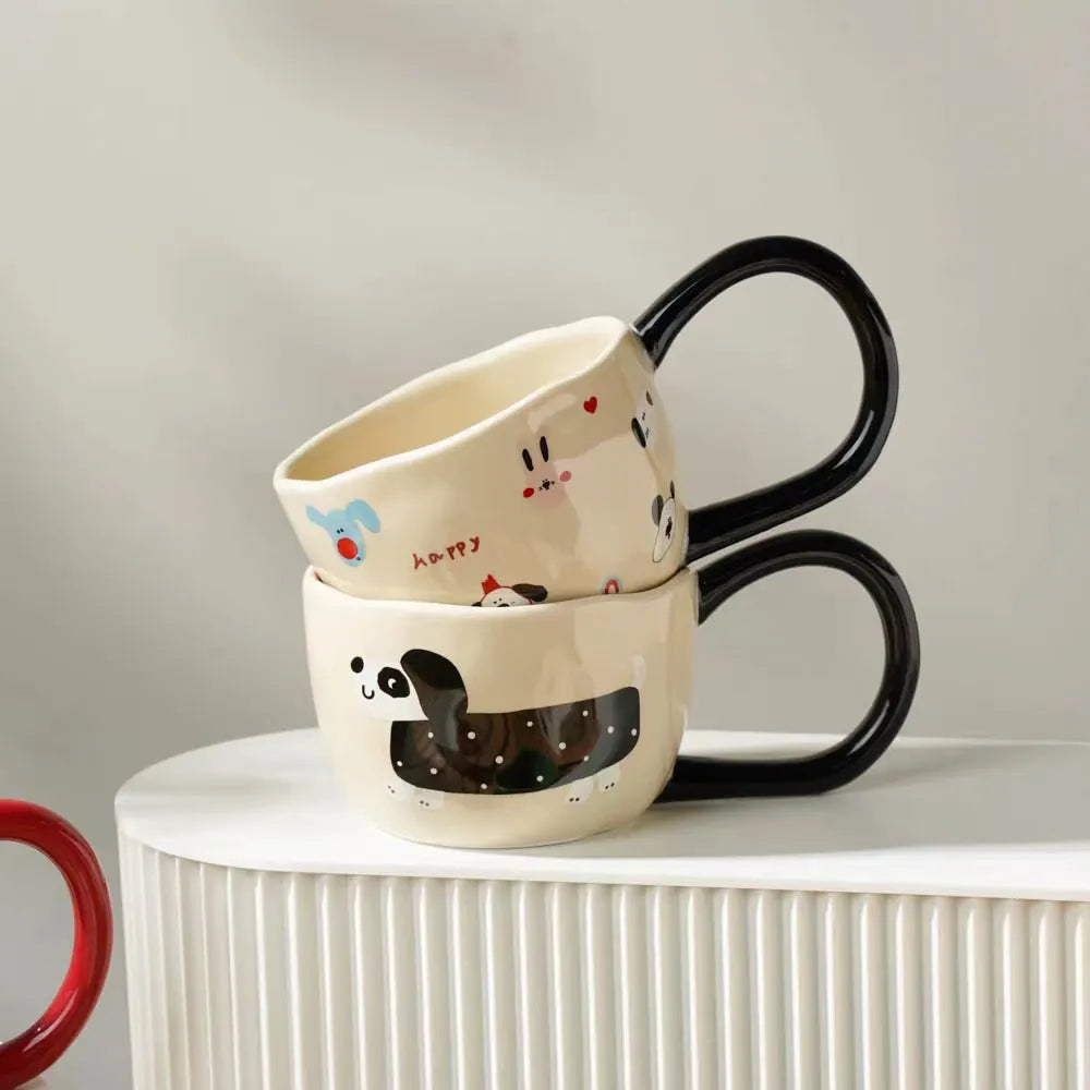 DecorBites™ Cartoon Big Ear Cup Ceramic Mug for Coffee, Milk, and Oatmeal